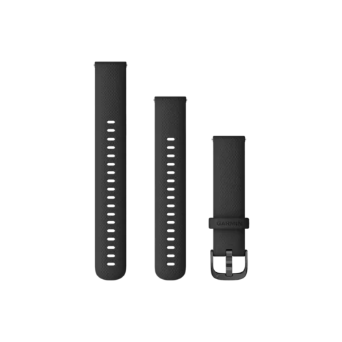 Garmin Quick Release Bands (18mm) - Black Silicone with Slate Hardware